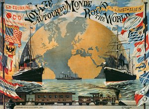 "Voyage Around the World", juliste "Compagnie Generale Transatlantiquelle", 1800-luvun loppu